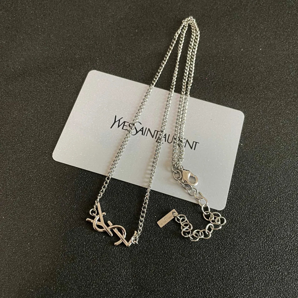YSL Silver Logo Necklace Bracelet - YSL Silver Logo Necklace &