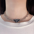 Prada Silver Chain Necklace 3432 - Prada Silver Chain Necklace Black