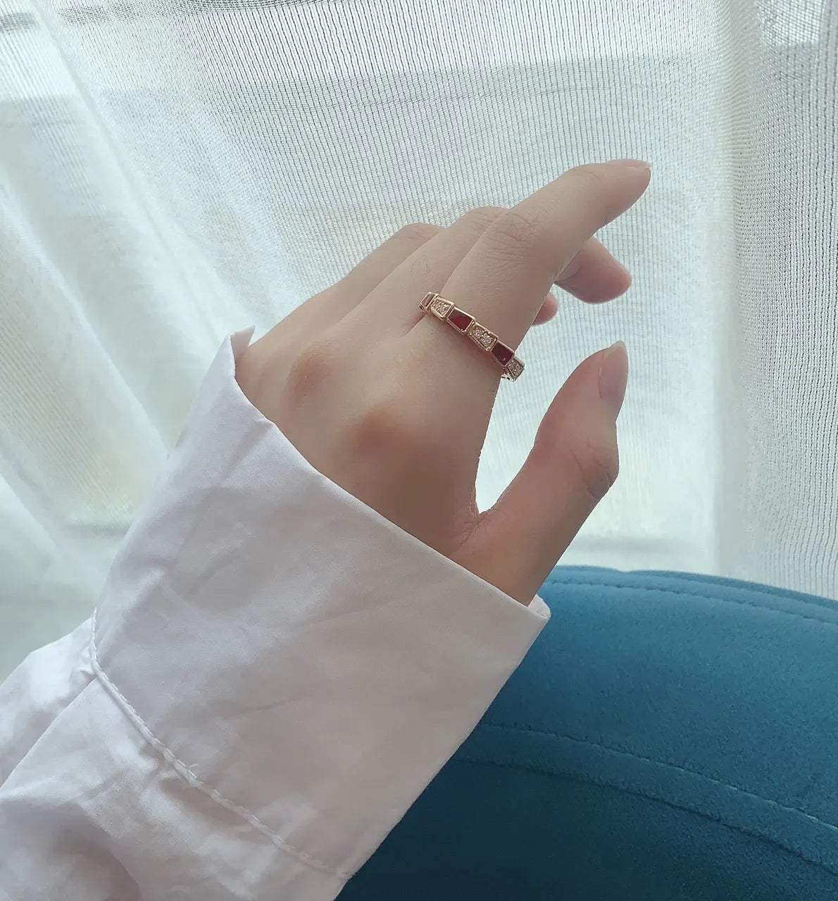 Bvlgari Rose Gold Red Ceramic Ring 2