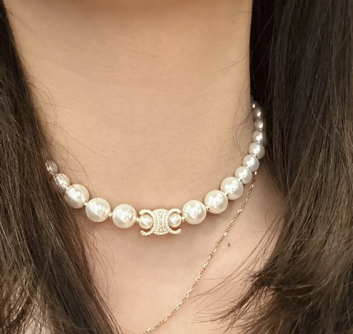 Celine Pearl Necklace Triomphe - Celine Pearl Necklace with Triomphe