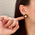 Chanel Gold Black Earrings - Chanel Gold & Black Flower Stud Earrings