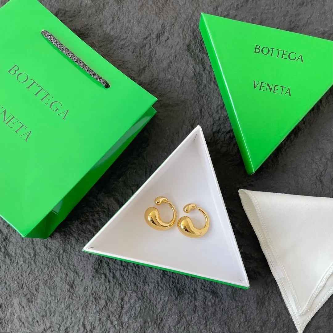designer jewelry Bottega Veneta Gold Drop Earrings - Bottega Veneta