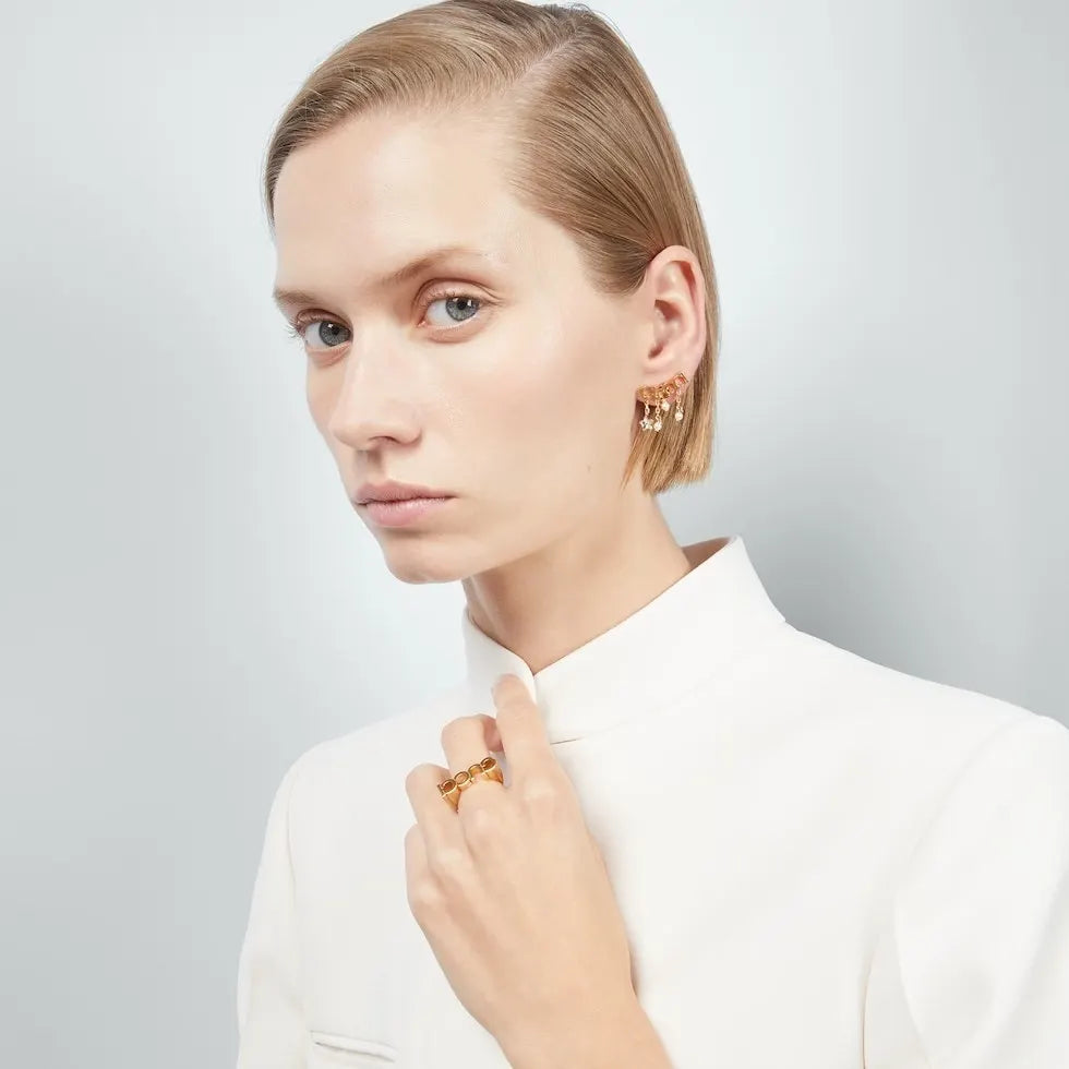 Gucci Gold Script Pearl Necklace - Designer Statement Piece