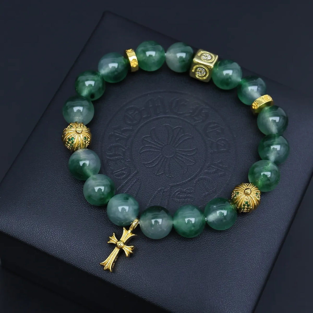 Premium Jade & Gold Accent Bracelet - Exquisite Design