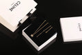 Celine Gold Diamond Pendant Necklace - Celine Triomphe Gold Diamond