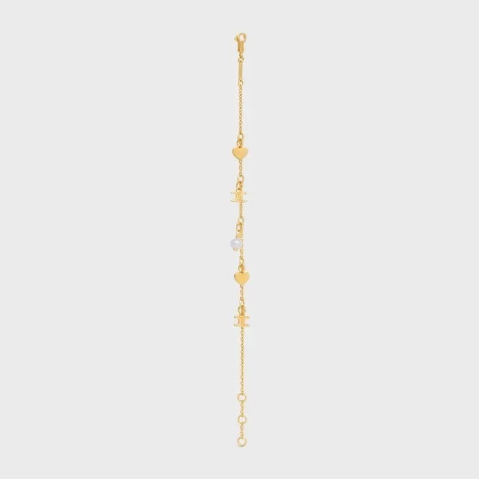 Elegant Gold Charm Bracelet with Pearl Accent