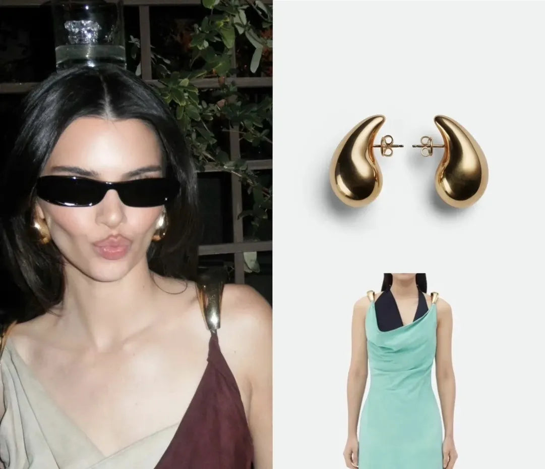 designer Bottega Veneta Drop Gold Earrings - Bottega Veneta Drop Gold