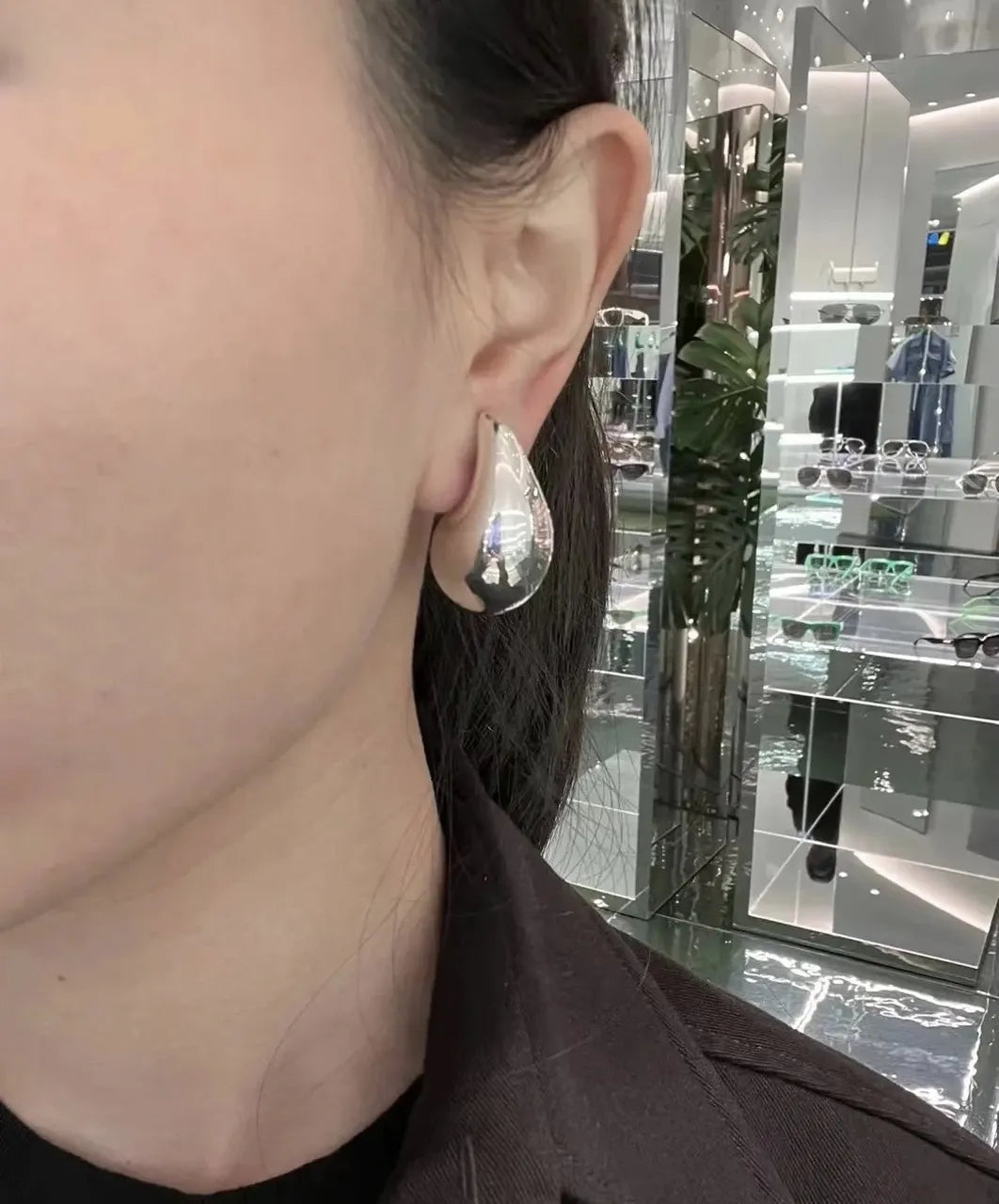 designer Balenciaga Silver Teardrop Earrings - Balenciaga Silver