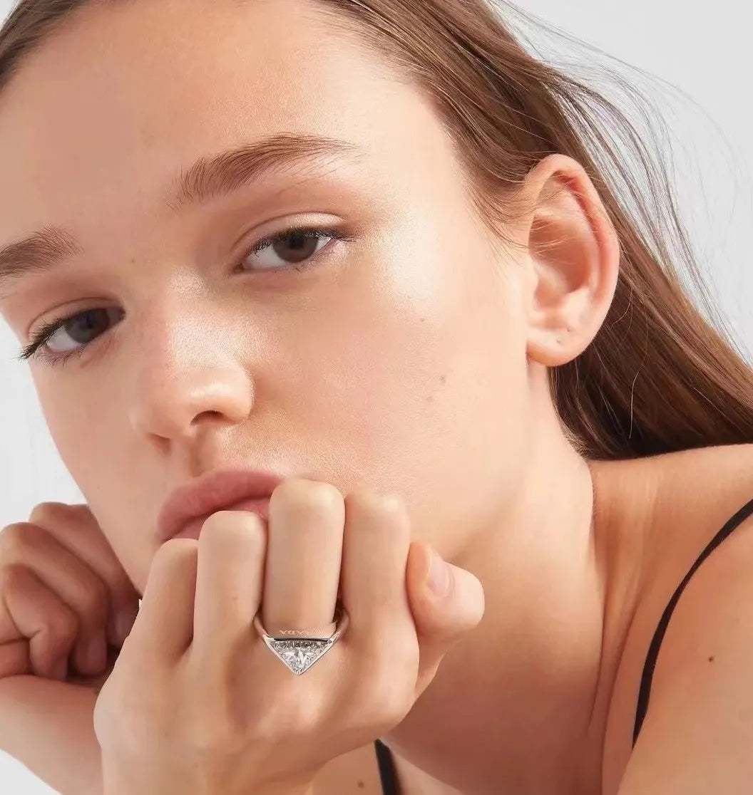 Prada Silver Triangle Diamond Ring designer - Prada Silver Triangle