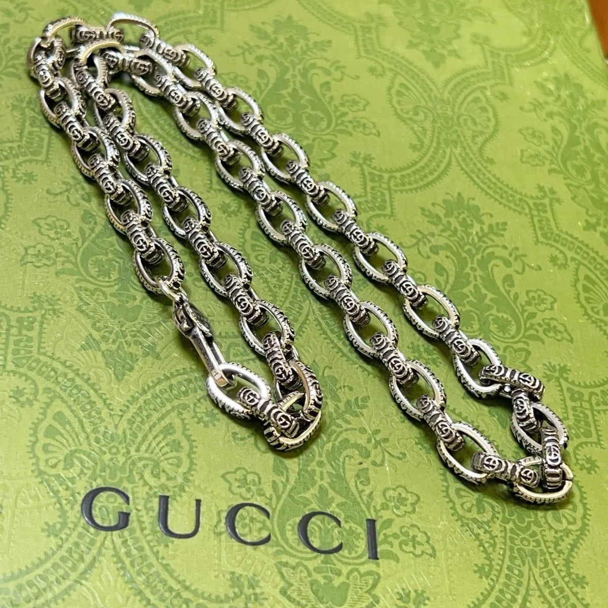 interlocking design Gucci Sterling Silver Chain Necklace - Gucci