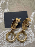 Saint Laurent Crystal Clip Earrings - Saint Laurent Gold Tone Crystal