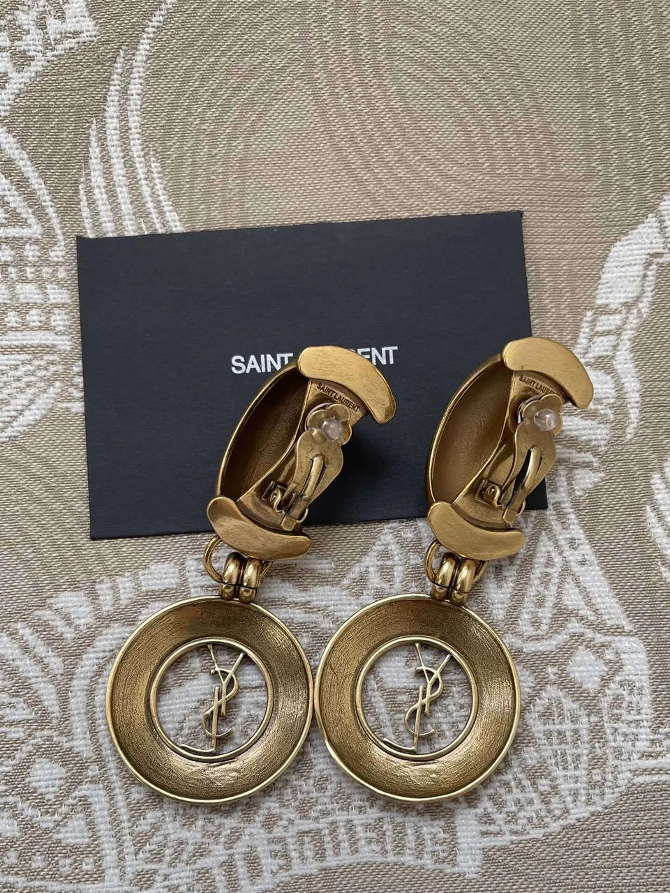 Saint Laurent Crystal Clip Earrings - Saint Laurent Gold Tone Crystal
