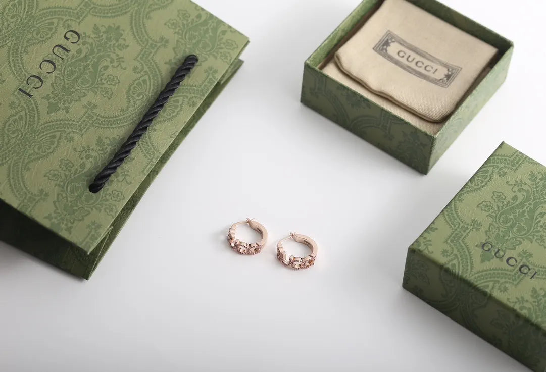 hoop designer Gucci Rose Gold Heart Earrings - Gucci Rose Gold Heart