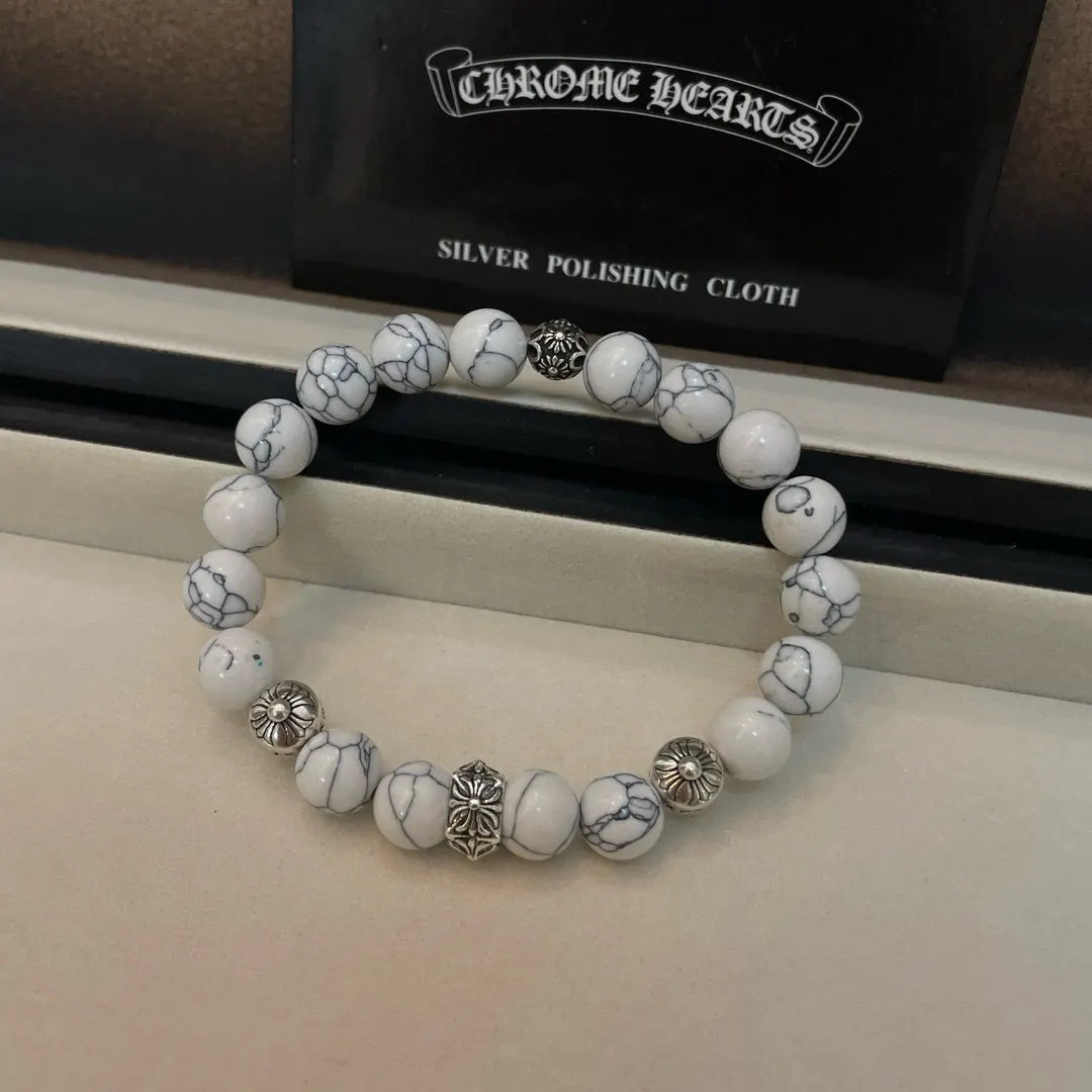 Chrome Hearts White Howlite Bead Bracelet - Premium Quality