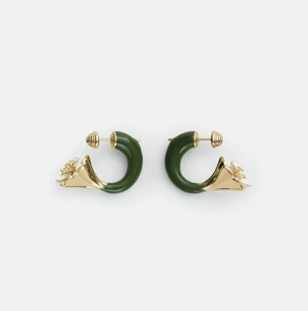 Bottega Veneta Green Enamel Earrings flower - Bottega Veneta Green