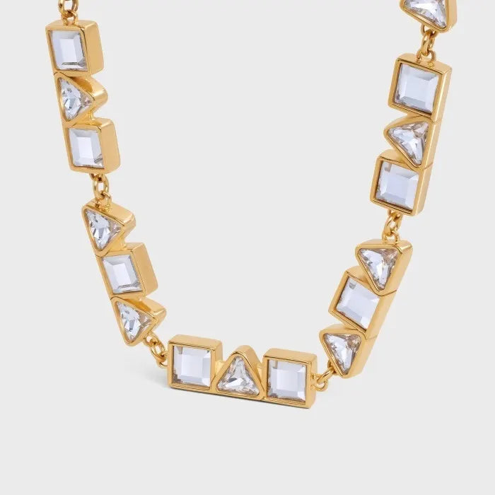 Celine Gold Crystal Necklace - Celine Gold Crystal Geometric Necklace