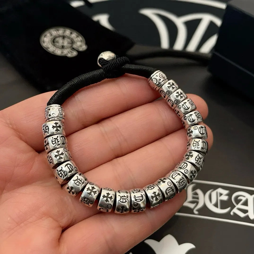 Chrome Hearts Style Silver Bead Bracelet - Premium Quality