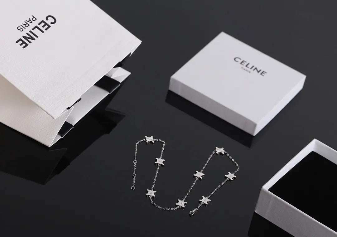 Celine Silver Triomphe Necklace - Celine Silver Triomphe Chain