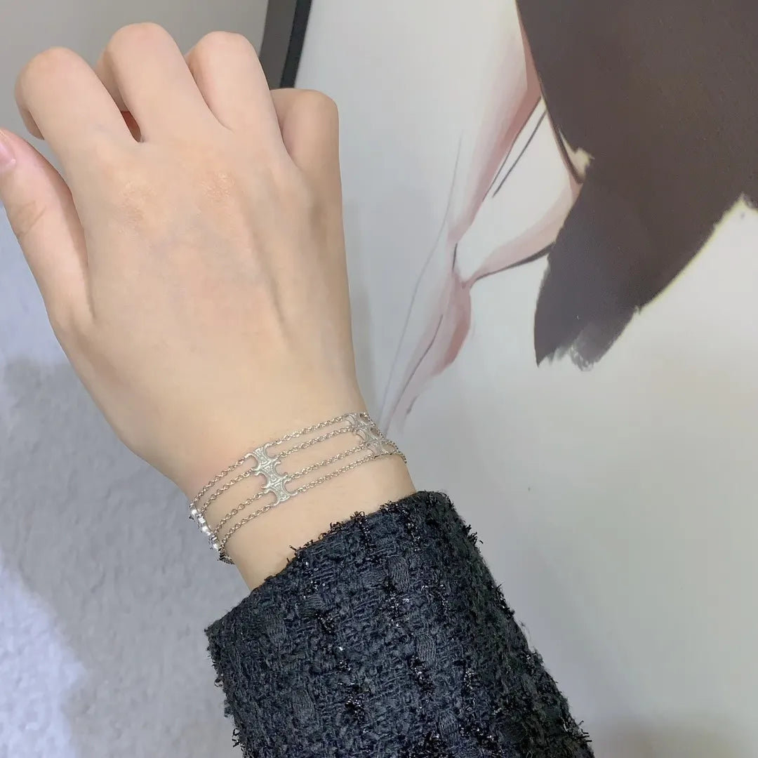 Celine Silver Tone Triomphe Bracelet - Premium Quality