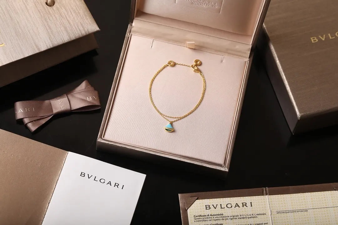 Bulgari Gold Chain Turquoise Pendant - Bulgari Gold Chain Bracelet