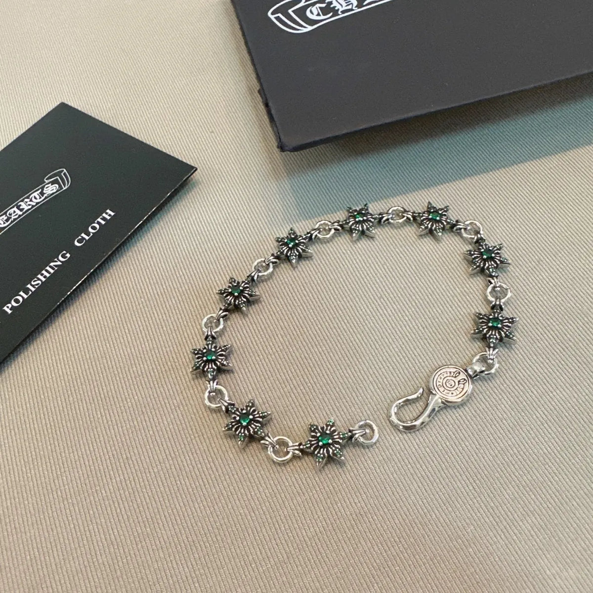 Chrome Hearts Star Bracelet with Emerald Accents
