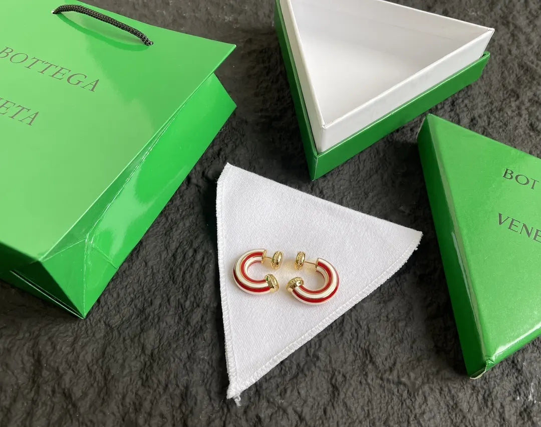 hoop Bottega Veneta Red Enamel Earrings - Bottega Veneta Red Enamel