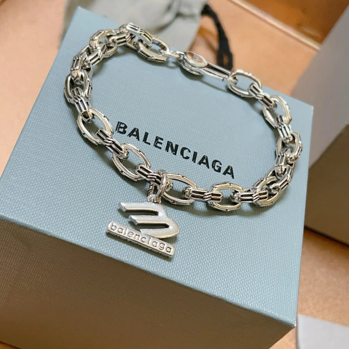Balenciaga Silver-Tone Chain Bracelet - Premium Quality