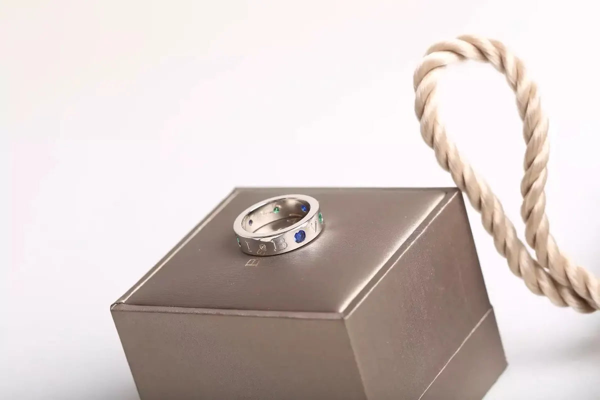 luxury Bulgari Silver Gemstone Ring - Bulgari Silver Gemstone Ring