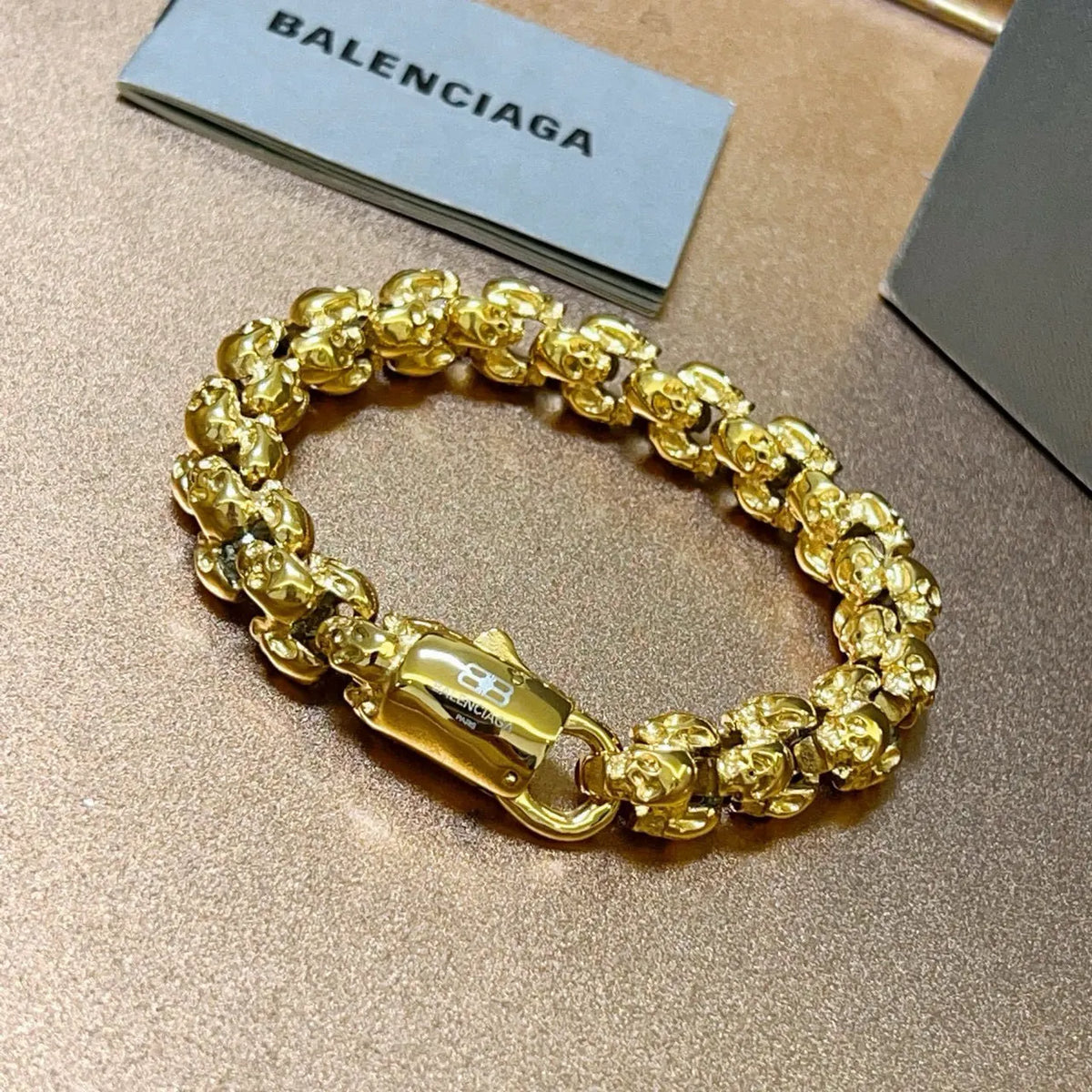 Balenciaga Gold-Tone Skull Link Bracelet - Premium Quality