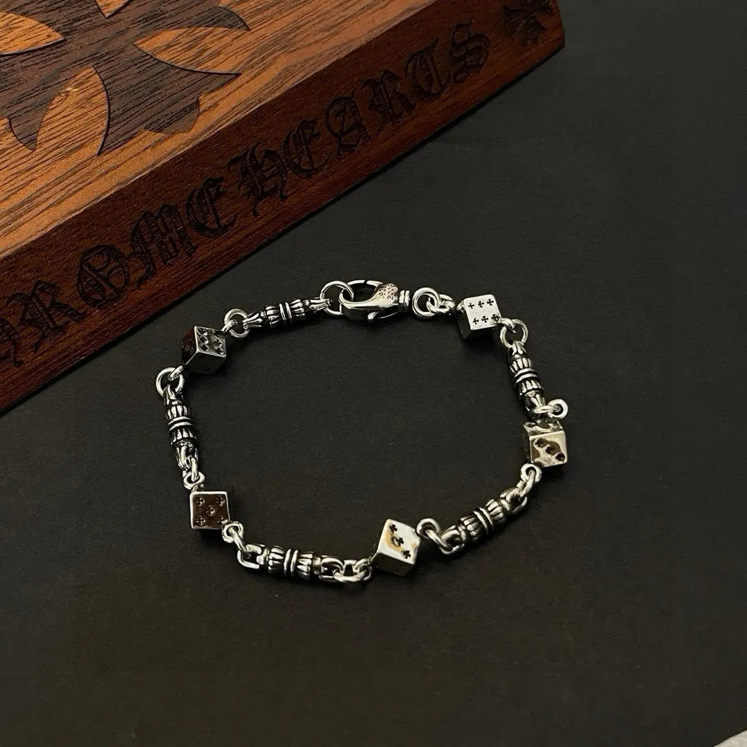 Dice Charm Bracelet - Premium Sterling Silver