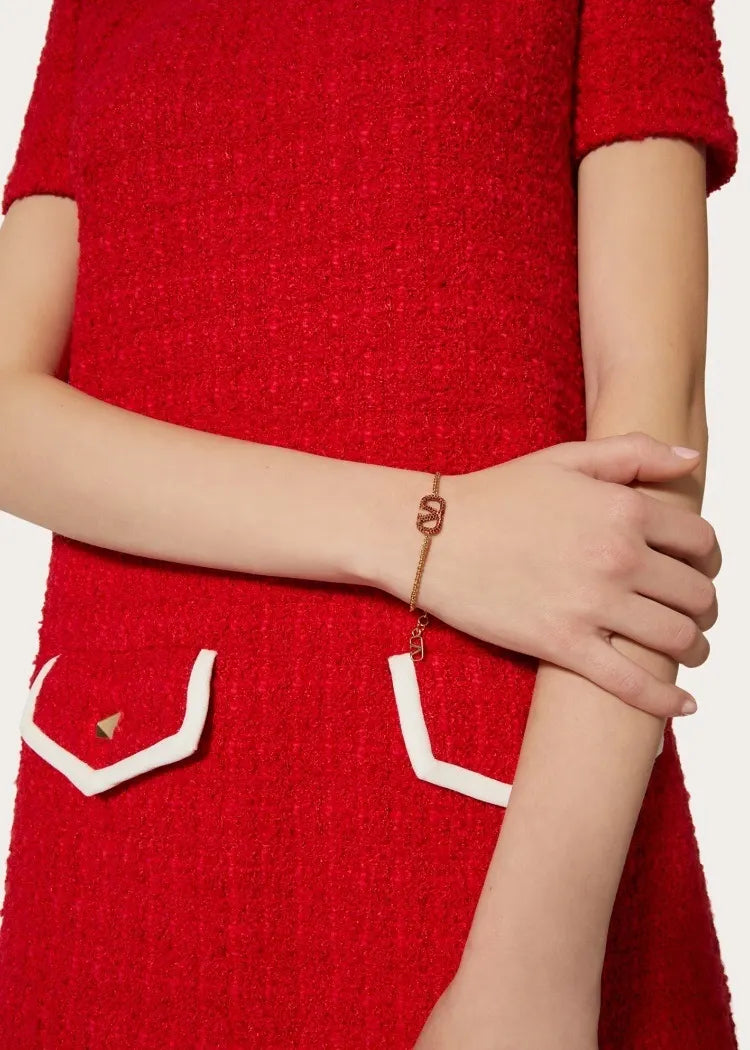 Valentino Inspired Premium Bracelet - Red Crystal Detail