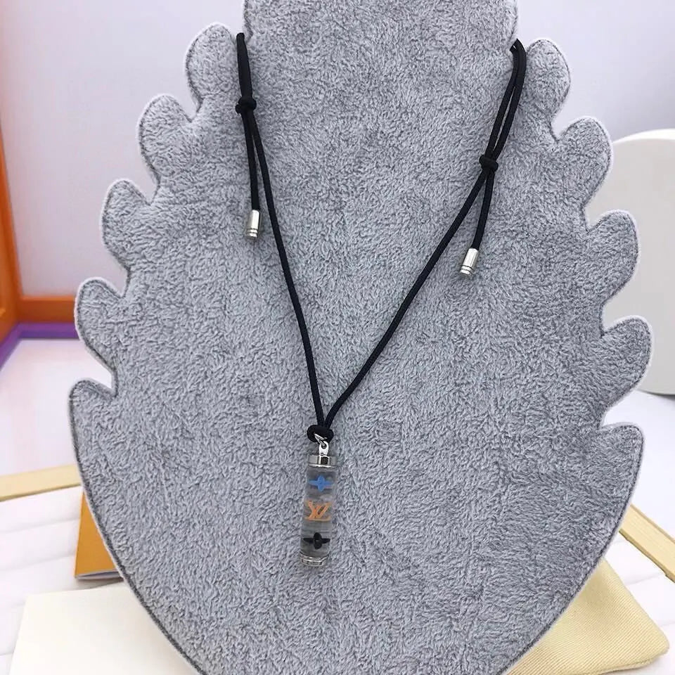 LV Resin Pendant Necklace - Louis Vuitton Black Cord