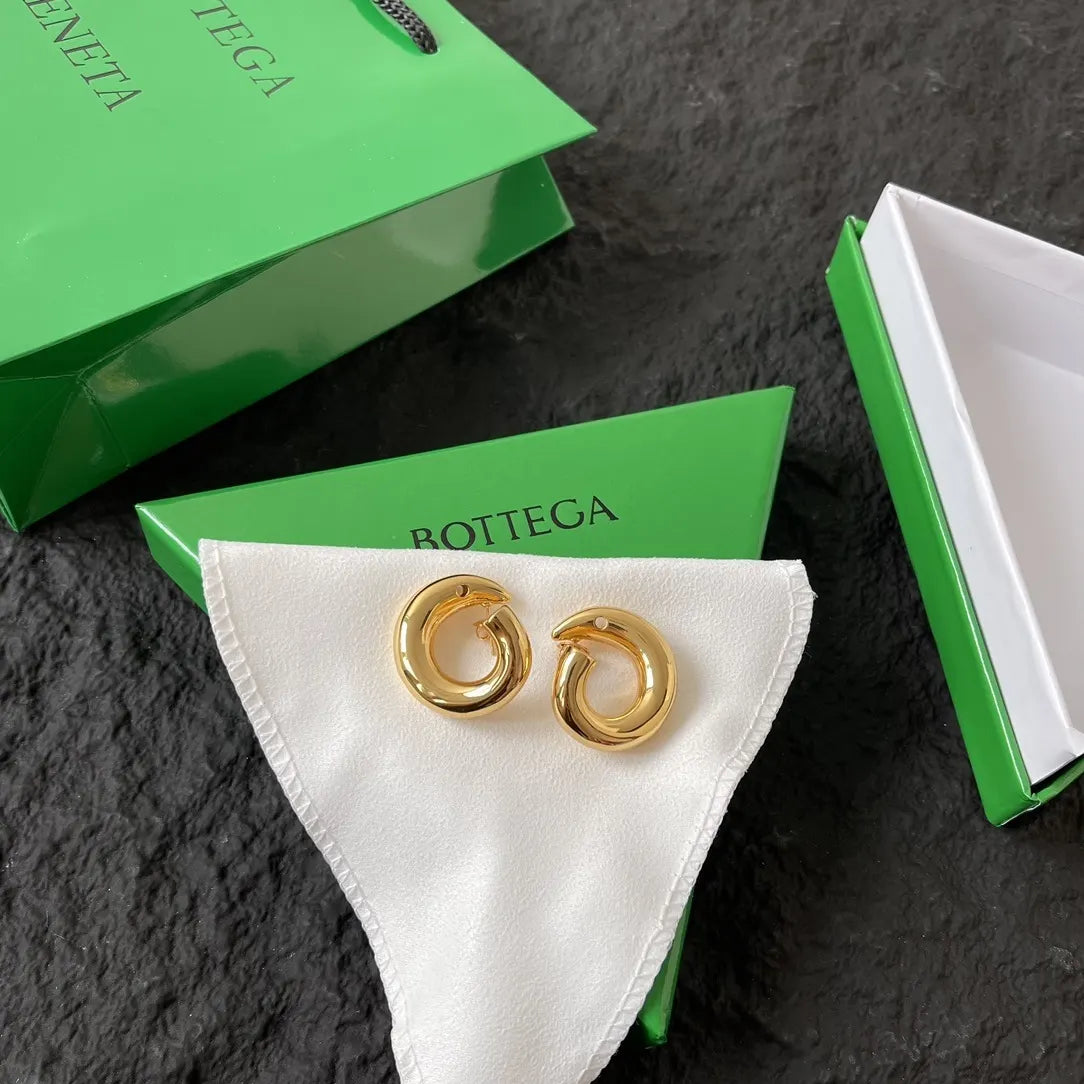 designer chic Bottega Veneta Gold Hoop Earrings - Bottega Veneta Gold