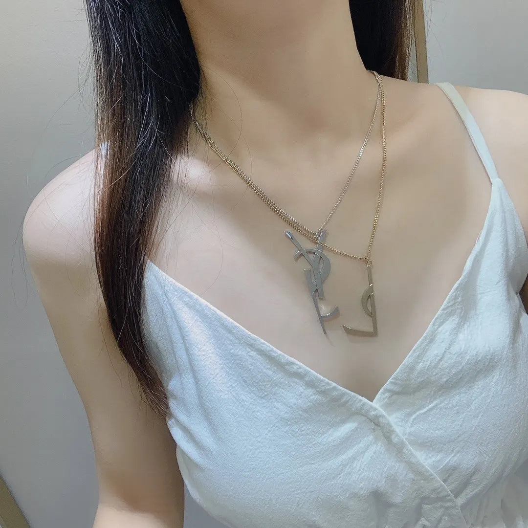 logo Saint Laurent Silver YSL Necklace - Saint Laurent Silver YSL Logo