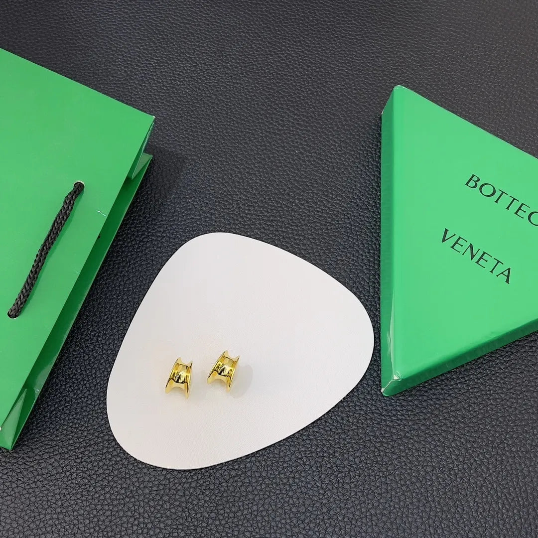 designer jewelry Bottega Veneta Gold Hoop Earrings - Bottega Veneta