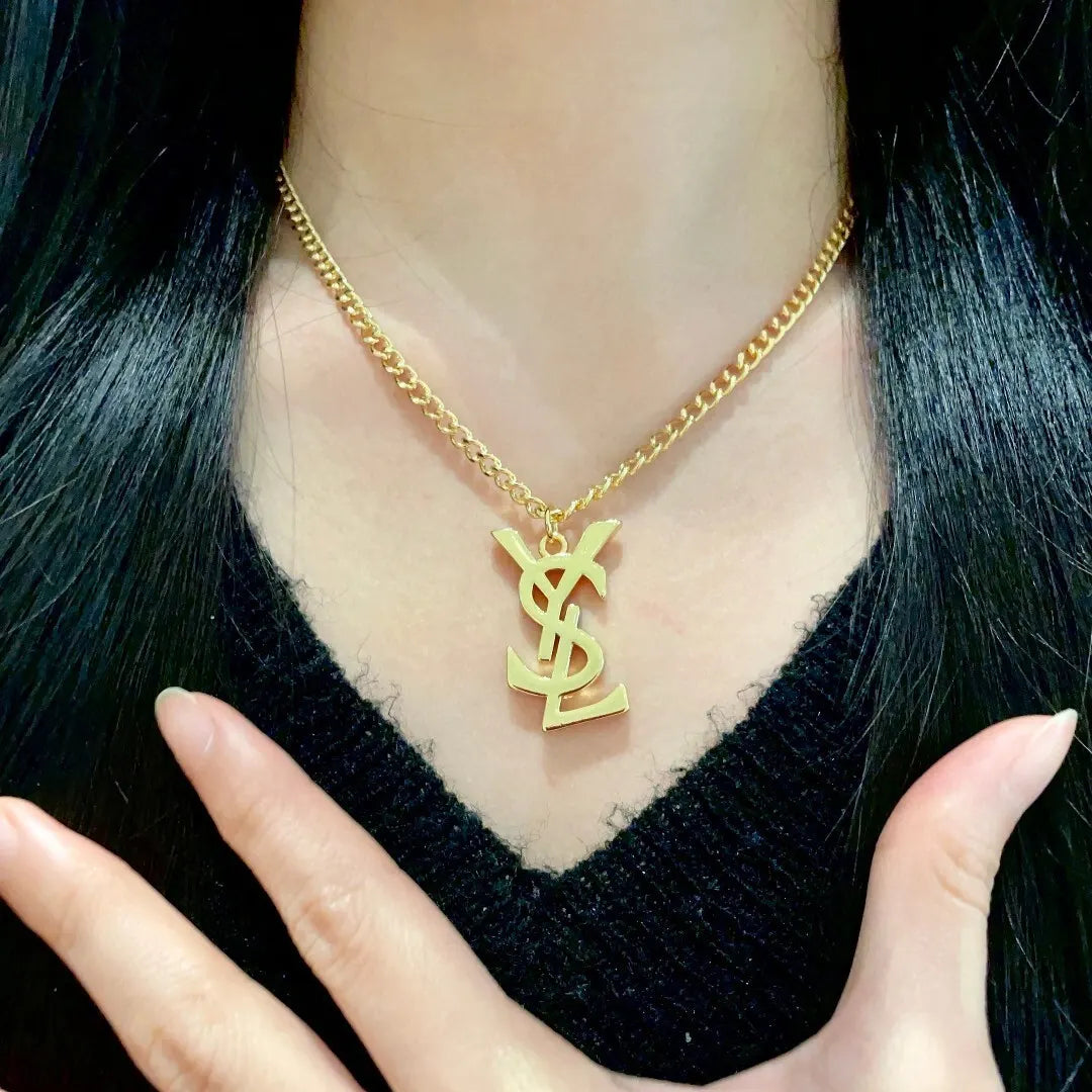 iconic Saint Laurent Gold YSL Logo Necklace - Saint Laurent Gold YSL