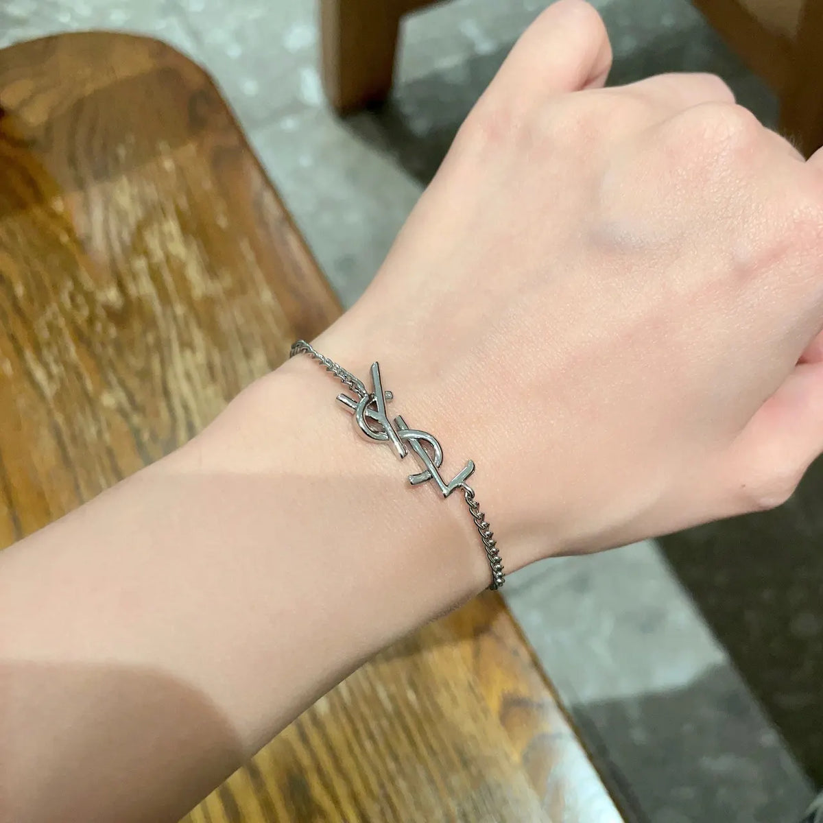 YSL Silver Logo Chain Bracelet - Premium Quality