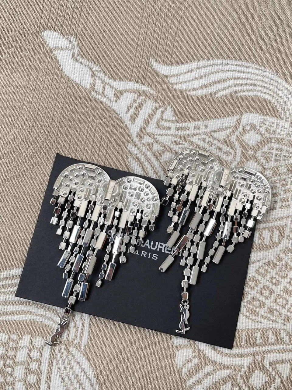 Saint Laurent Crystal Drop Earrings - Designer Elegance