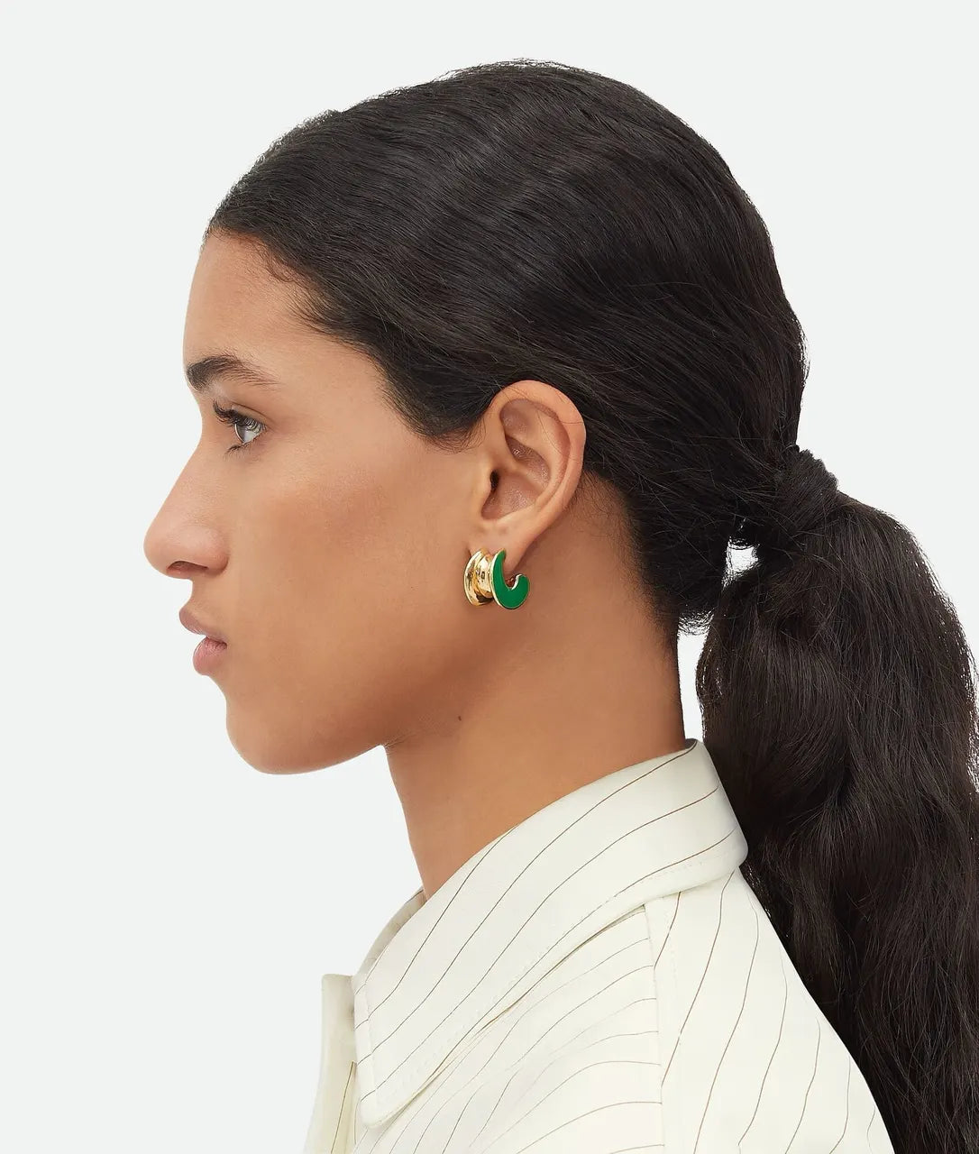Bottega Veneta Gold Green - Bottega Veneta Gold & Green Enamel Hoop