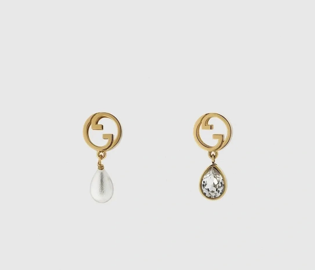 Gucci Gold Asymmetric Earrings crystal - Gucci Gold Asymmetric Crystal