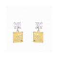 Square Yellow Zircon Drop Earrings - Designer Style