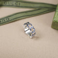 Gucci Blue Enamel Silver Ring - Gucci Silver Blue Enamel Interlocking
