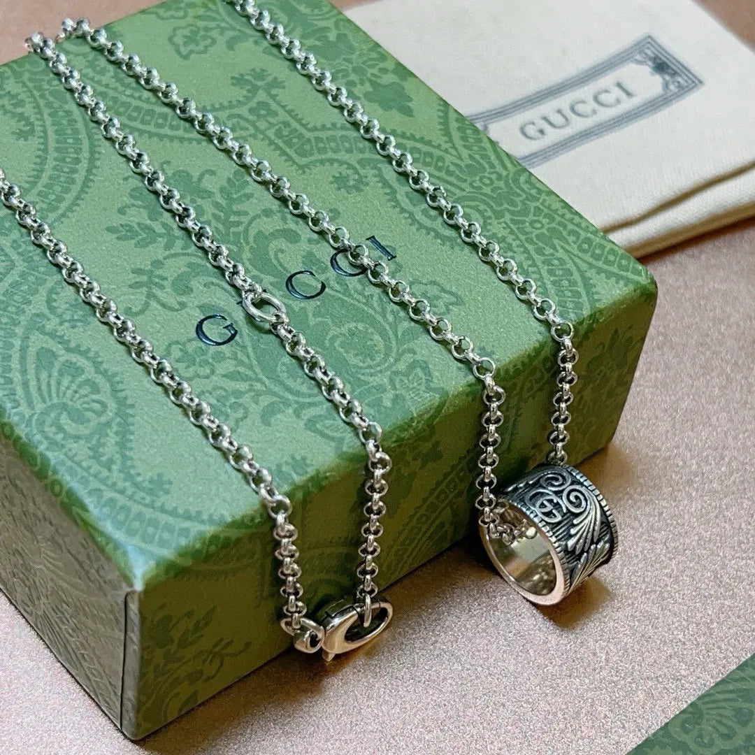 Gucci Silver Ring Pendant Necklace designer - Gucci Silver Ring
