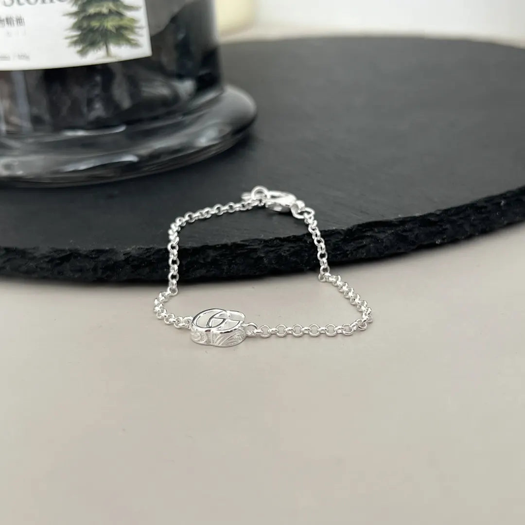 Premium Silver GG Logo Chain Bracelet