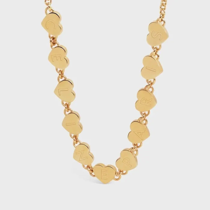 alphabet Celine Gold Heart Necklace - Celine Gold Heart Alphabet