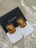 gold Saint Laurent White Resin Earrings - Saint Laurent White Resin
