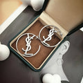 YSL Silver Logo Hoop Earrings - Designer Statement Jewelry