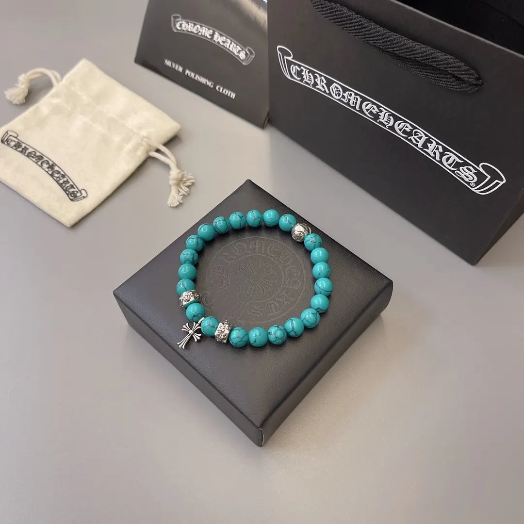 Chrome Hearts Turquoise Beaded Bracelet - Premium Quality