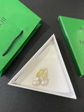 Bottega Veneta Gold Pearl Earrings - Bottega Veneta Gold & Pearl Drop