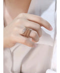 statement jewelry Rose Gold Diamond Snake Ring - Rose Gold Diamond